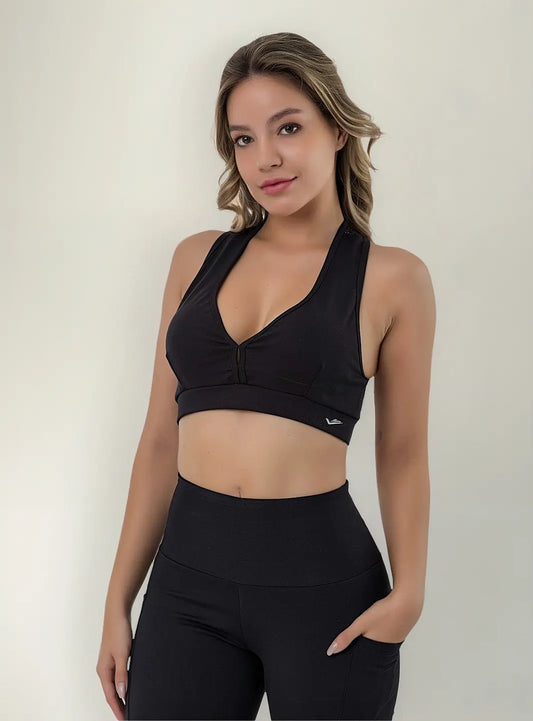 Top Deportivo Flexible Fitness Espalda Nadador Elite Negro M
