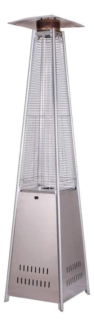 Estufa Pirámide A Gas Xion Exterior Acero Inox Xi-gas88 Qofe Gris