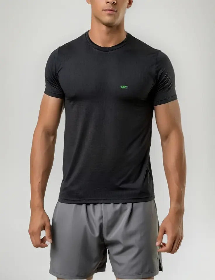 Remera Running Poliéster Elastano Tecnología Aero Elite Qofe Negro S