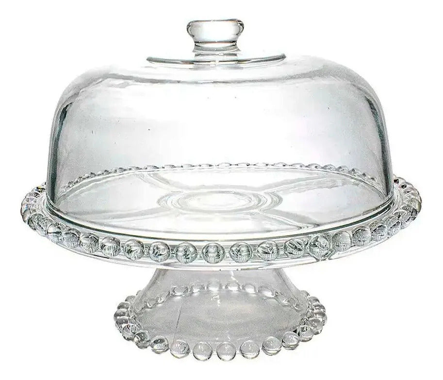 Plato De Torta De Vidrio Con Campana 27×22.5 Cms