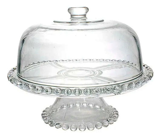 Plato De Torta De Vidrio Con Campana 27×22.5 Cms