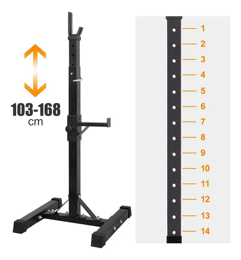 Soporte Para Barra Regulable 200kg Rhino - Negro