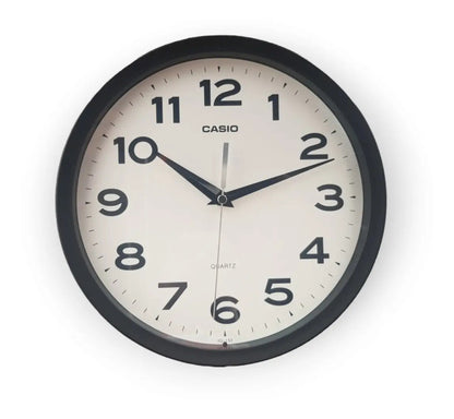 Reloj De Pared Casio Redondo Iq-151-1d - Negro Blanco