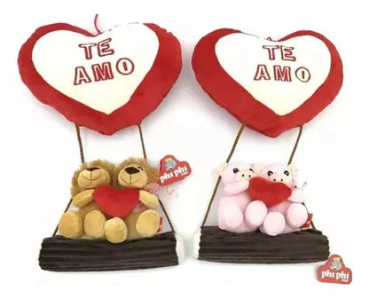 Peluche Animales En Tronco Con Corazón 35 Cm - Varios