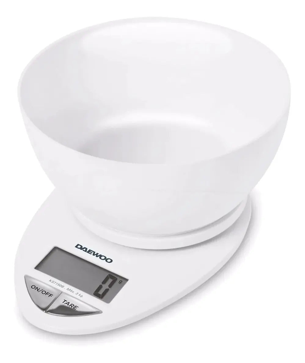 Balanza De Cocina Digital Daewoo Con Bowl - Blanco 3 Kg