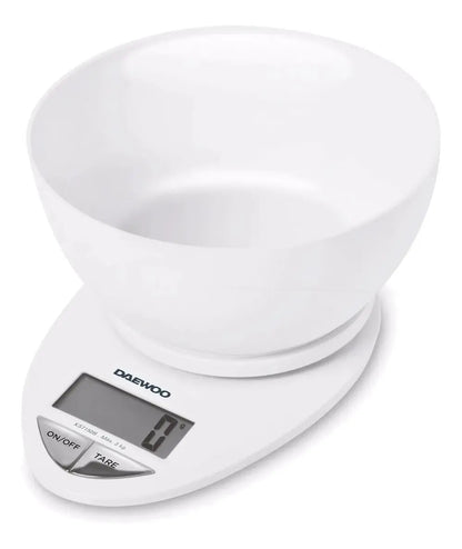 Balanza De Cocina Digital Daewoo Con Bowl - Blanco 3 Kg