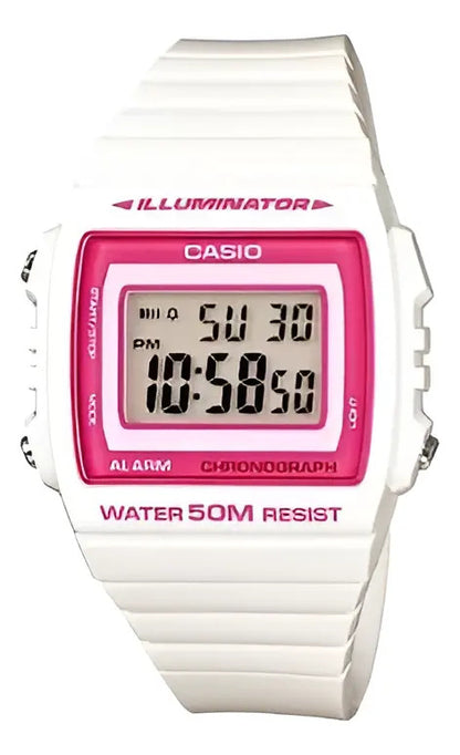 Reloj Casio Digital D/hora Crono Alarma W-215h-7a Blanco