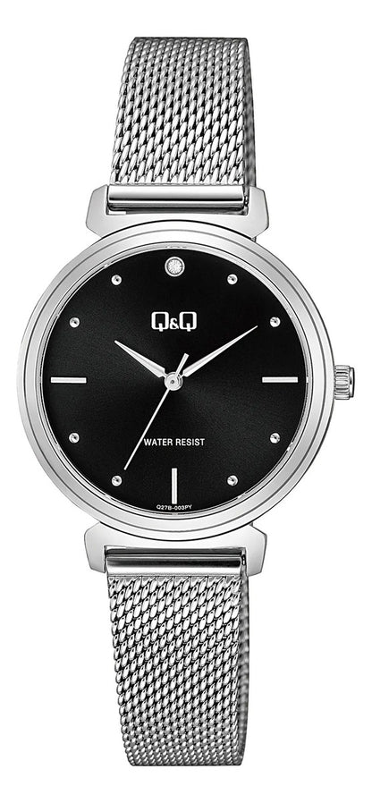 Reloj Q&q Metal Dama 32mm Q27b-003py - Plateado
