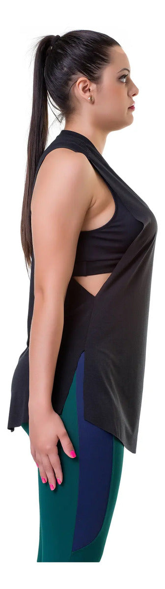 Musculosa Deportiva Dama Fitness Uv50+ Elite - Negro M