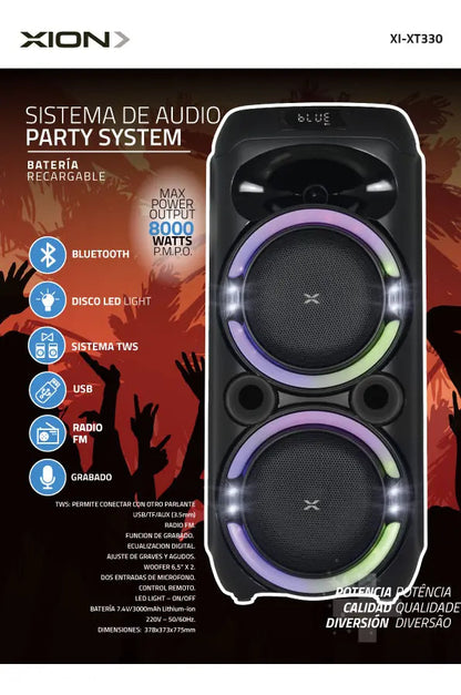 Sistema De Audio Xion Xtreme Inalámbrico 8000w Xi-xt330 Qofe Único 8000 W