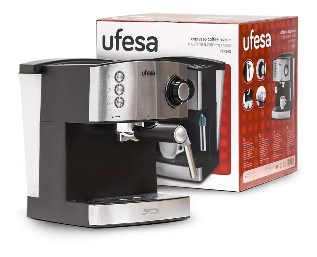 Cafetera Expresso Ufesa Automatica Y Cápsulas - Negro/plata
