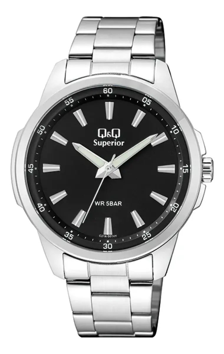 Reloj Q&q Metal Hombre 42mm C21a-001vy - Plateado