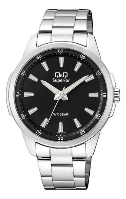 Reloj Q&q Metal Hombre 42mm C21a-001vy - Plateado