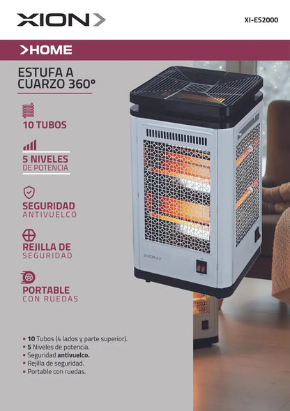 Estufa A Cuarzo Xion 360 Grados Xi-es2000 Blanco