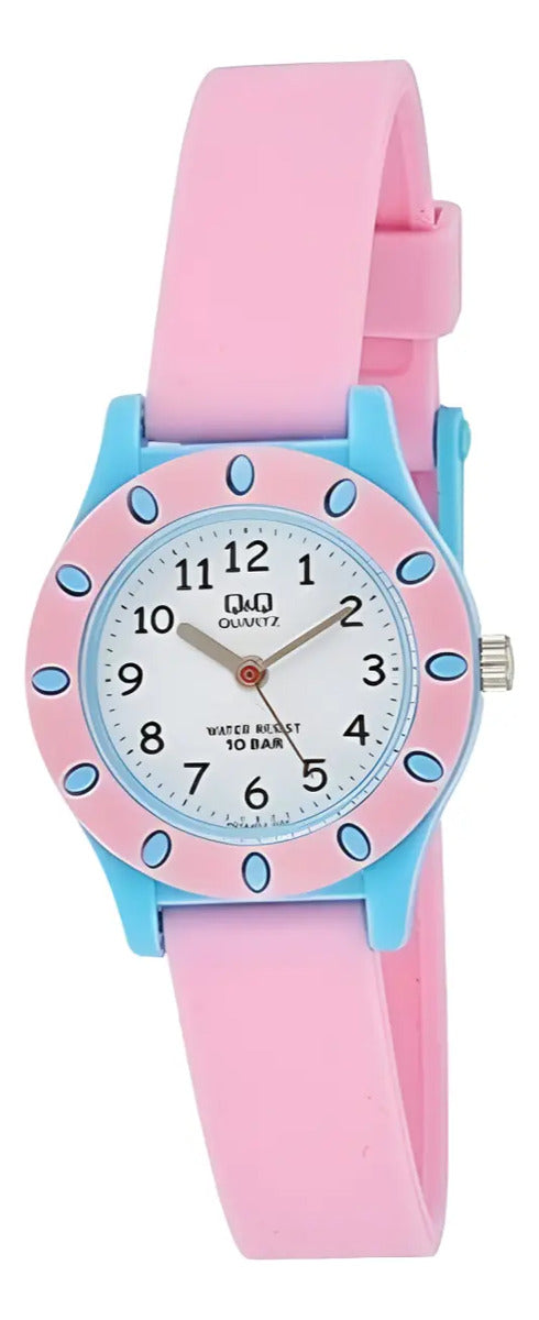 Reloj Q&q Silicona Vq13j012 - Rosa Blanco