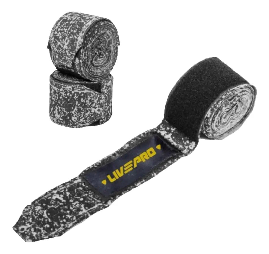 Par De Vendas De Boxeo 300cm X 5cm Livepro - Gris