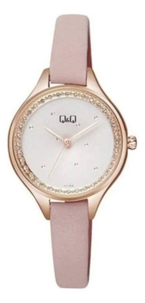 Reloj Q&q Cuero Dama Qb73j102 - Rosa