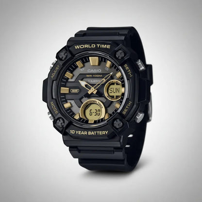 Reloj Casio Silicona 53mm Aeq-120w-9a - Negro
