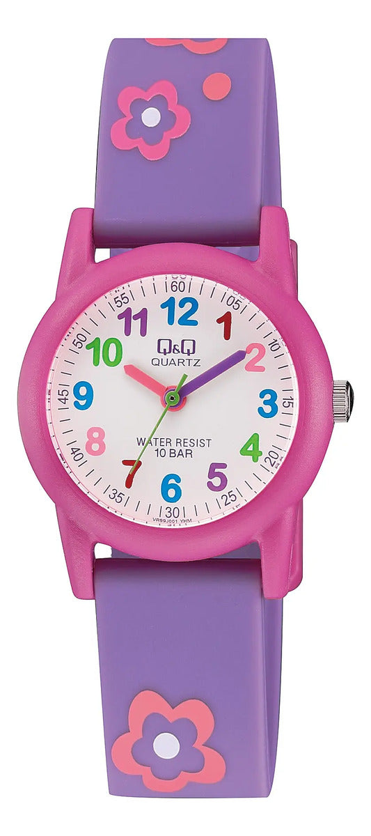 Reloj Q&q Silicona Infantil 30mm Vr99j001y - Violeta