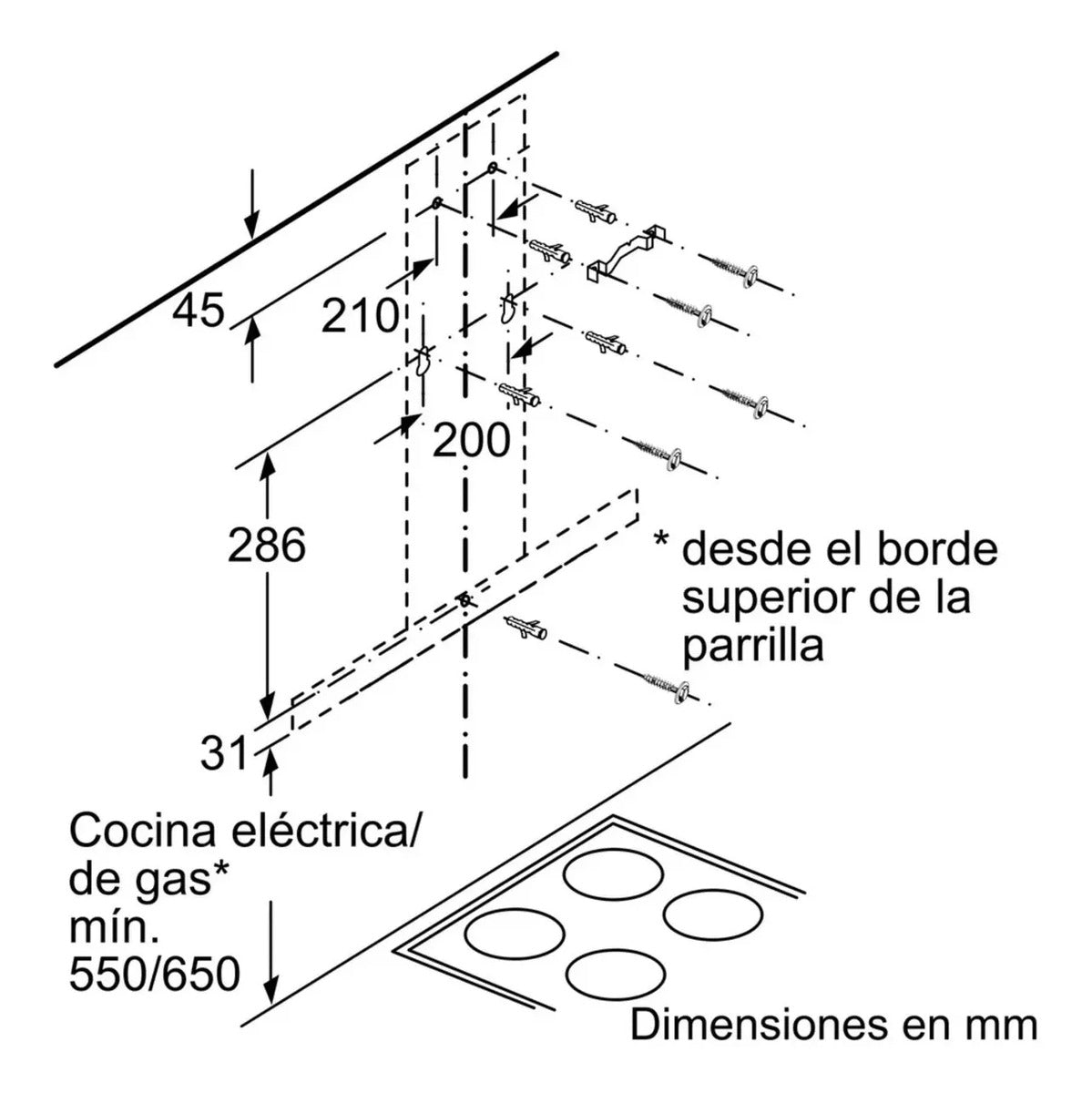 Campana De Pared Bosch Plana 90cm Dwb96bc50 - Acero Inoxidable