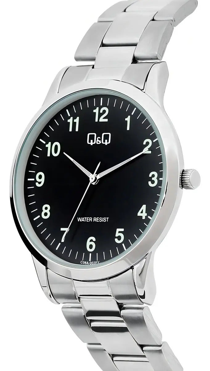 Reloj Q&q Metal Hombre 40mm C08a-002py - Plateado Negro