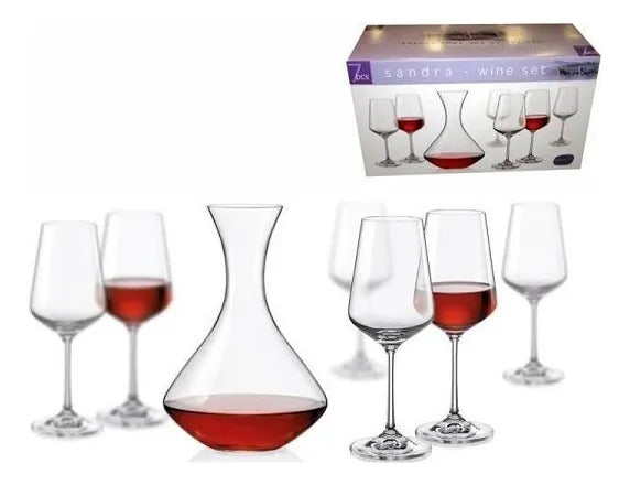 Set De Vino Sandra 7 Piezas Bohemia