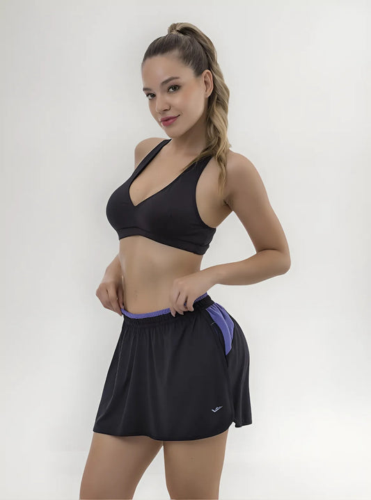 Short Pollera Deportivo Poliamida Niña Gimnasia Elite Negro 10