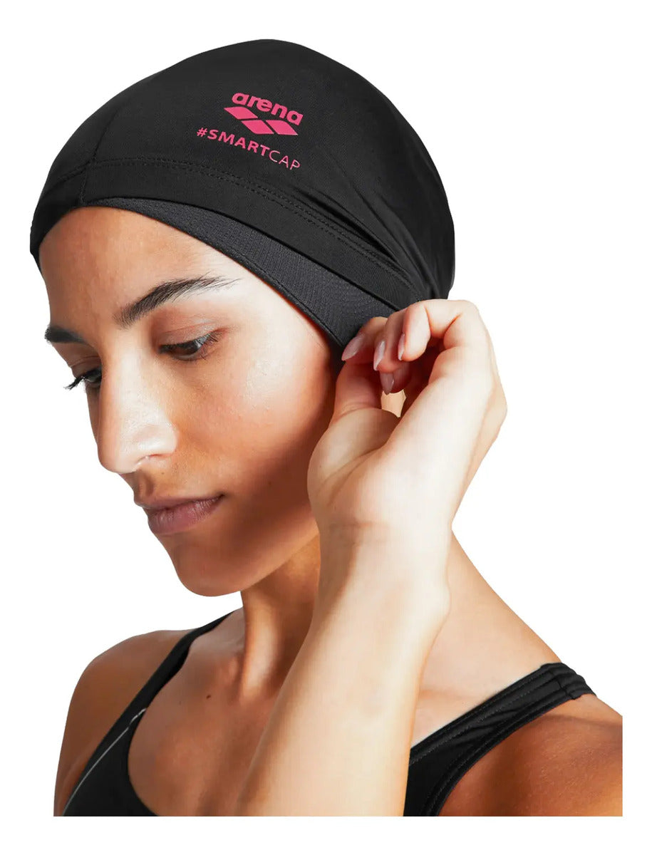 Gorra Natación Smart Cap Para Pelo Largo Arena - Negro/rosa Liso Uni