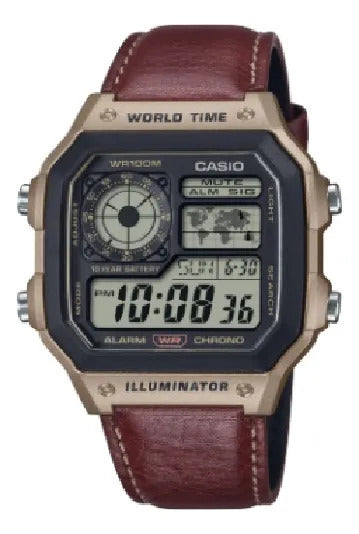 Reloj Casio Digital Hombre 43mm Ae-1200whl5a - Marrón
