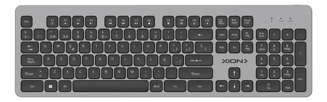 Combo Mouse Y Teclado Inalám Recargable Xion Xi-kbcombow3 Qo Gris