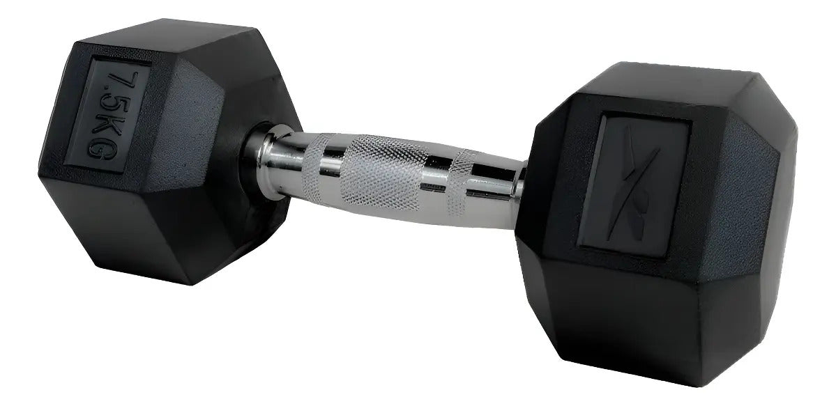 Mancuerna Hexagonal Recubierta De Goma 7,5kg Reebok - Negro
