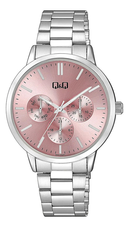 Reloj Q&q Metal Dama 38mm A04a-002py - Plateado