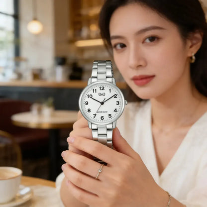 Reloj Q&q Metal Dama 31mm C65a-006py - Plateado