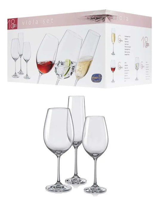 Set Viola 18 Piezas Bohemia - Transparente