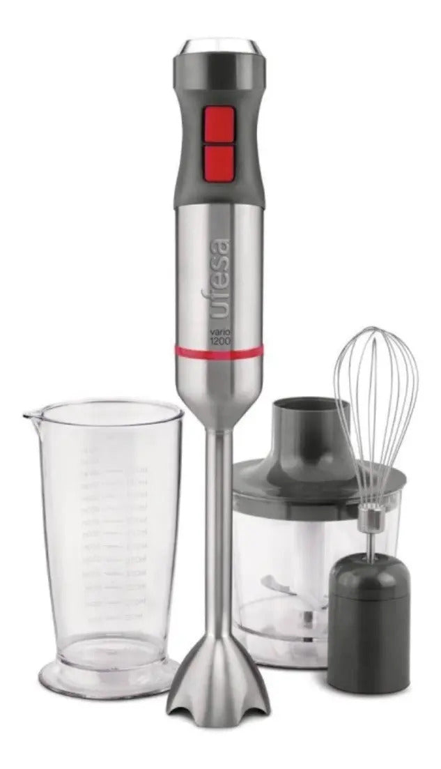 Mixer Ufesa Con Picador Y Batidor Bp4652 1200w - - Acero Inoxidable/gris/rojo