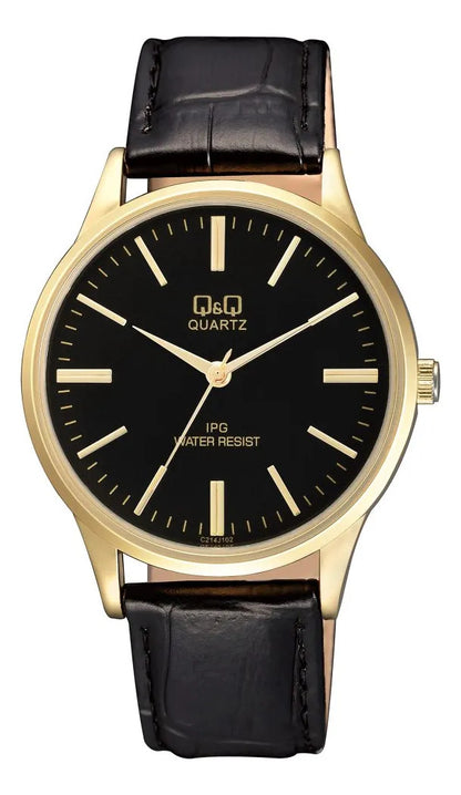 Reloj Q&q Cuero Hombre 40mm C214j102y - Negro