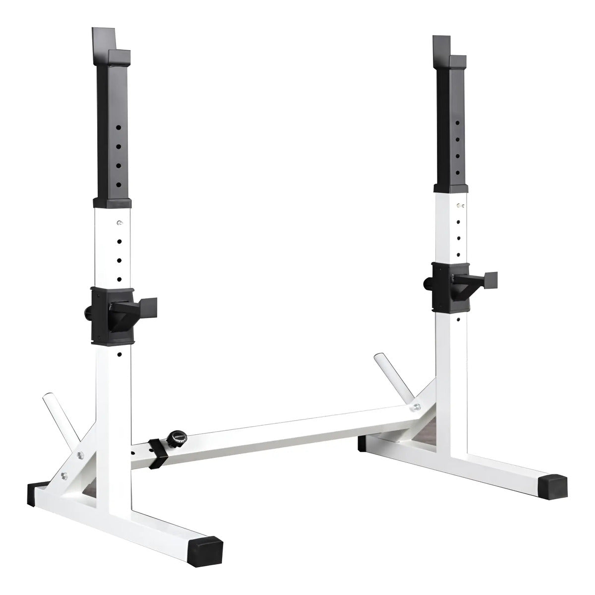 Soporte Barra Regulable Sentadillas Y Pecho Rhino Blanco
