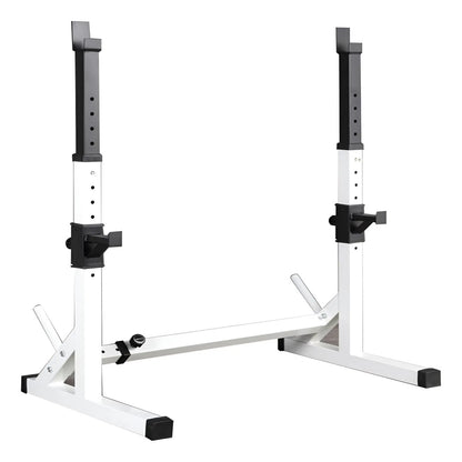 Soporte Barra Regulable Sentadillas Y Pecho Rhino Blanco
