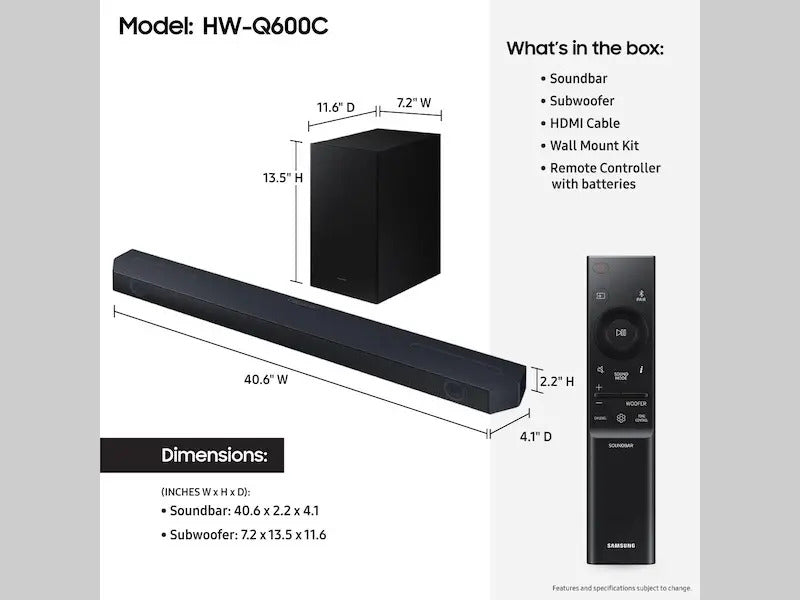 Barra De Sonido Inal + Subwoof Samsung Sahw-q600c Negro Hw-q600c/zb