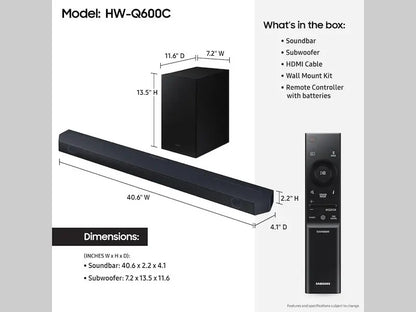 Barra De Sonido Inal + Subwoof Samsung Sahw-q600c Negro Hw-q600c/zb