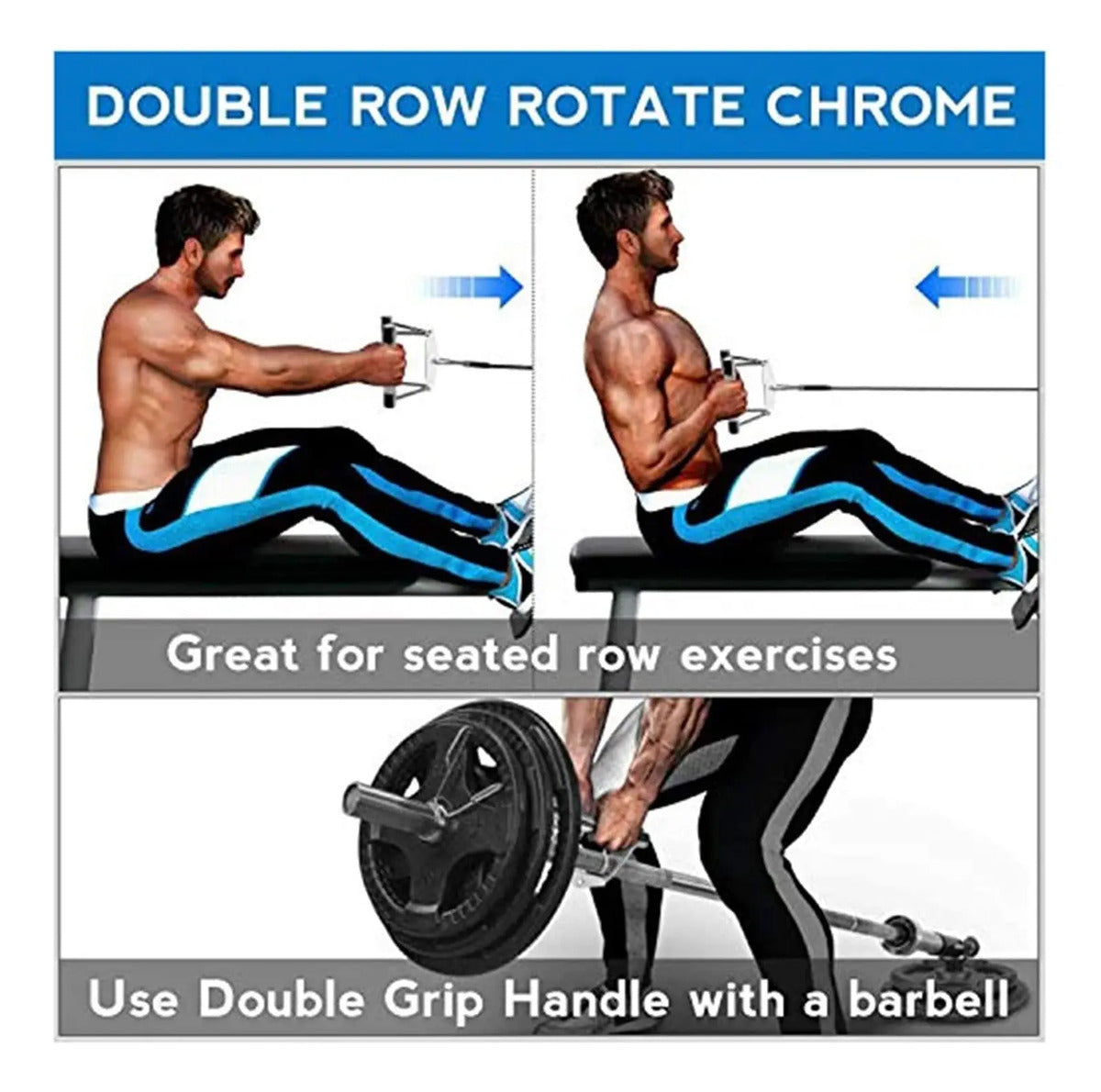 Agarre Doble Estribo Barra Musculación Rhino - Plateado
