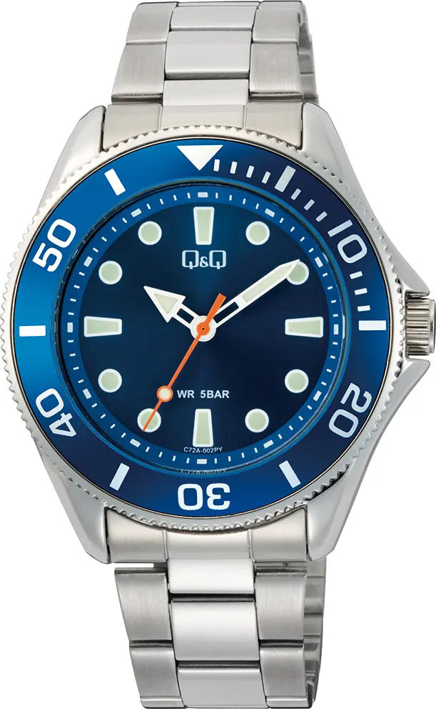 Reloj Q&q Metal Hombre 41mm C72a-002py - Plateado