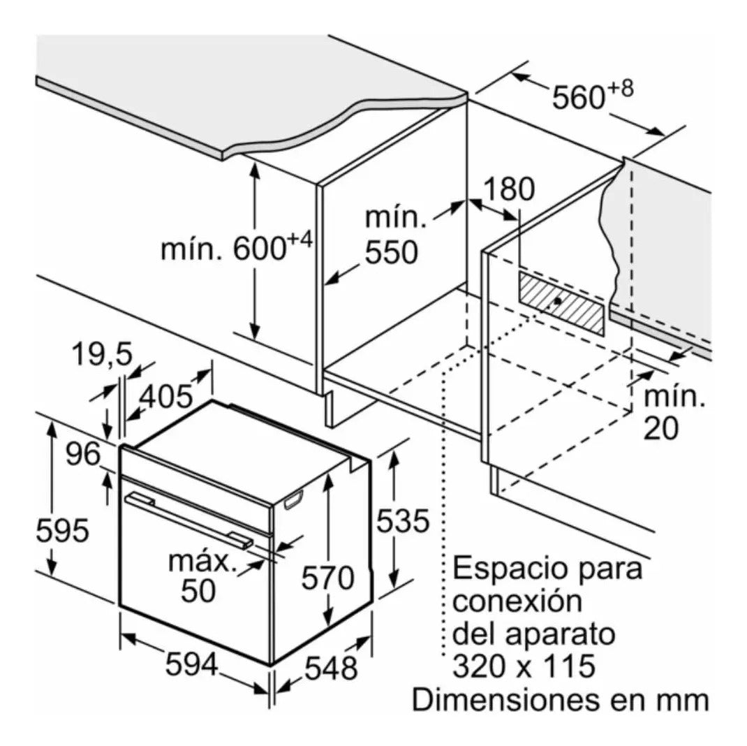 Horno De Empotrar Bosch Hba574es3 Pirolítico - Negro/inox