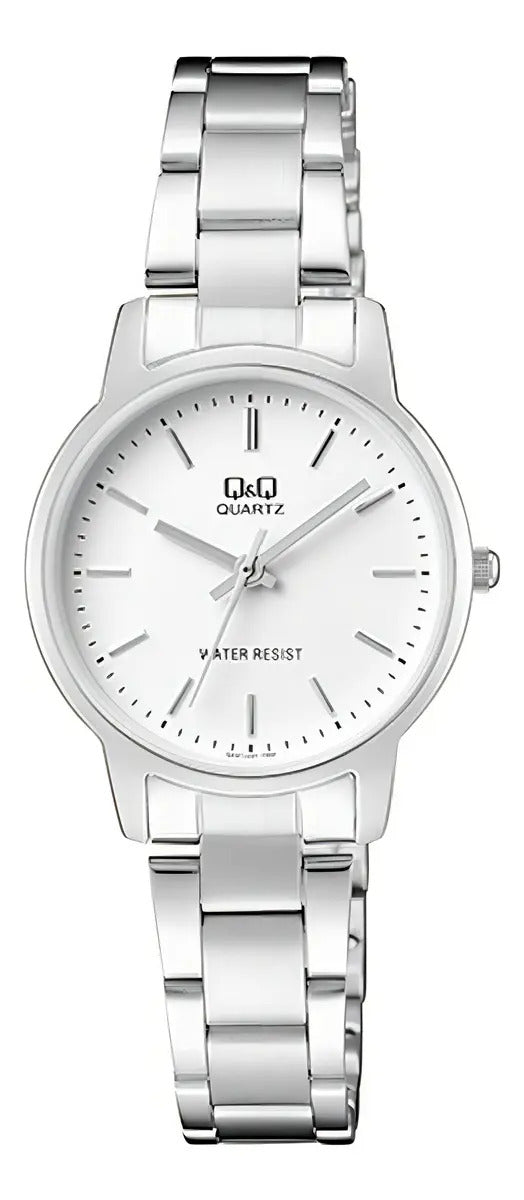 Reloj Q&q Metal Dama 30mm Qa47j201y - Plateado Blanco