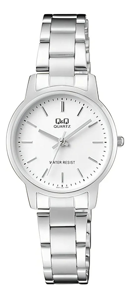 Reloj Q&q Metal Dama 30mm Qa47j201y - Plateado Blanco