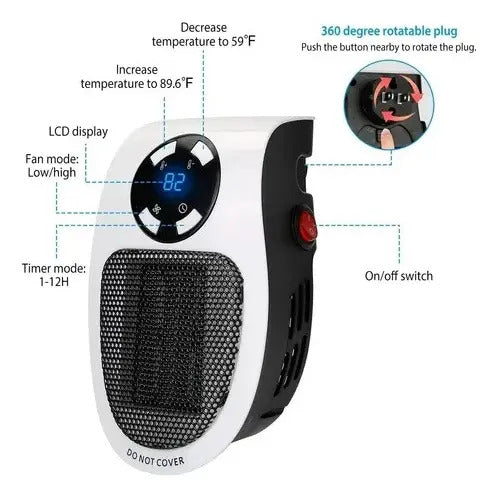Calefactor Portátil Con Control Remoto - Blanco