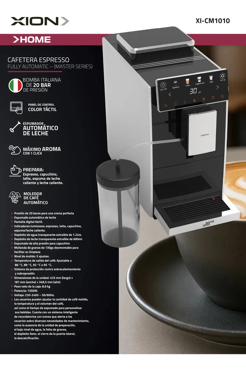 Cafetera Automática Xion Con Molinillo Xi-cm1010 - Negro