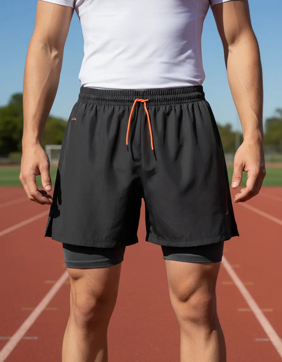 Short Con Calza Running Deporte Con Bolsillo Elite Negro Eg1