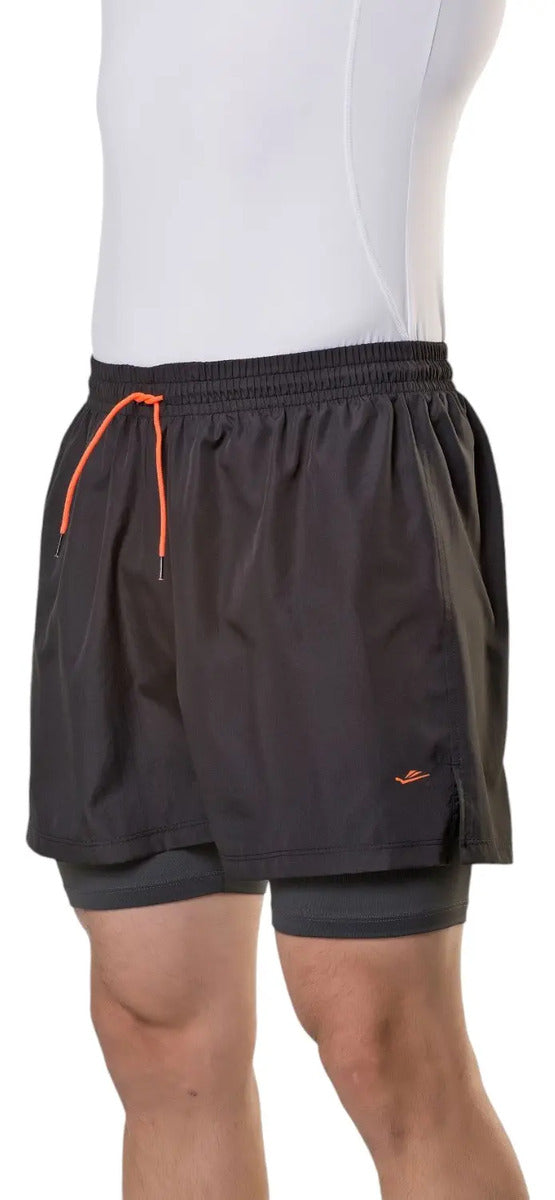 Short Con Calza Running Deporte Con Bolsillo Elite Negro L