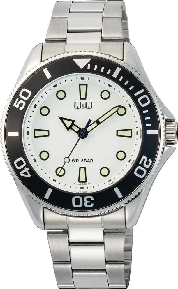 Reloj Q&q Metal Hombre 41mm C72a-003py - Plateado